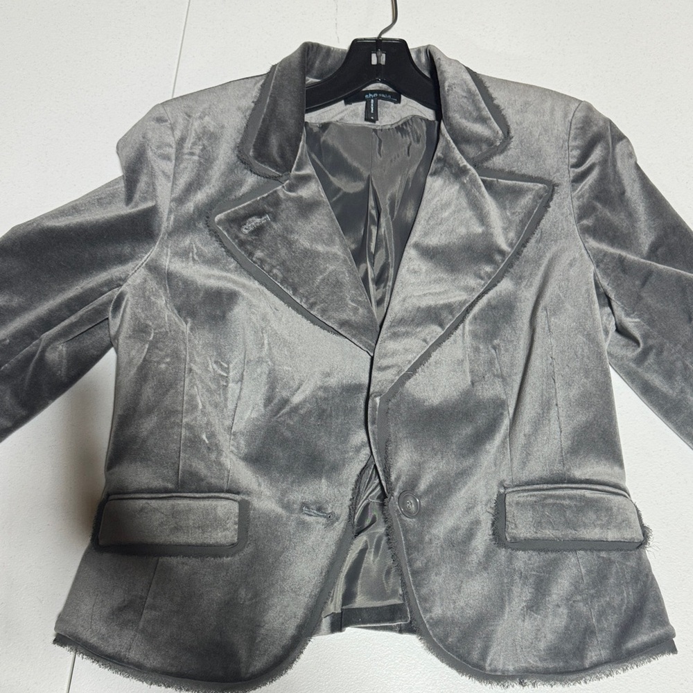 Gray Velvet Blazer Dress formal fitted jacket posh Size 6 - small/medium